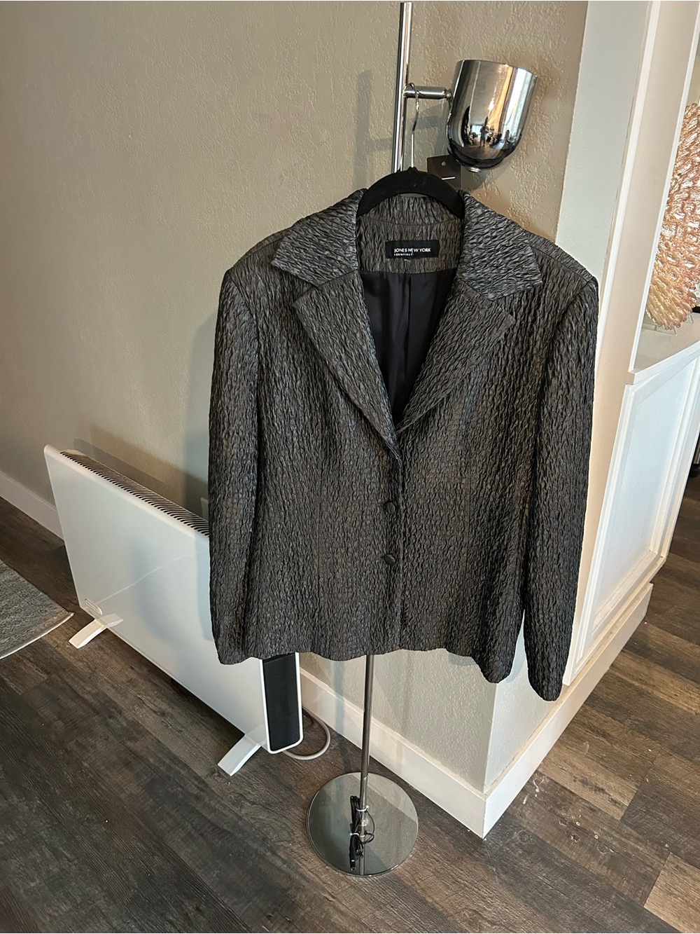 Jones New York Textured Charcoal Blazer Jacket